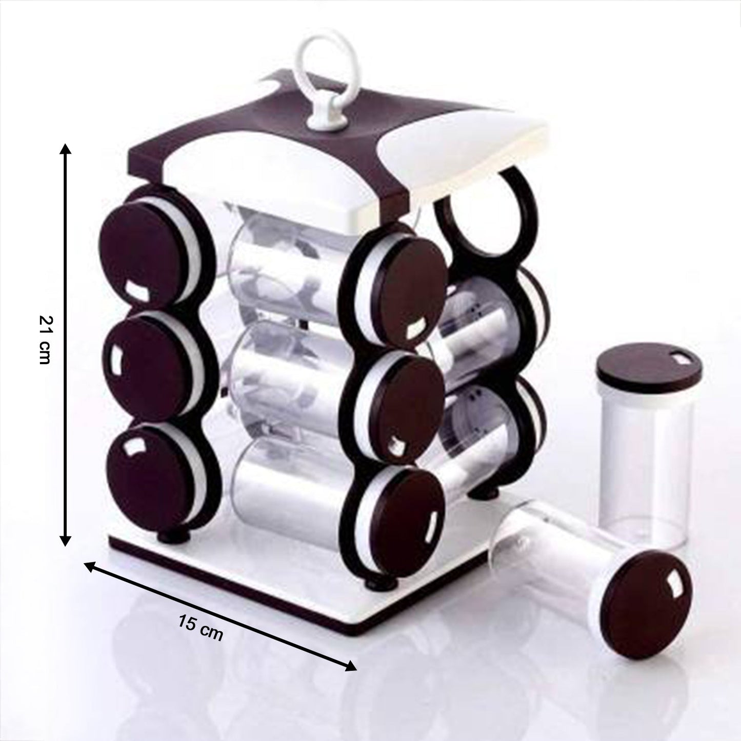 Spice Jar Set - Food Grade Plastic 12pcs Spice Jar (Brown Box)