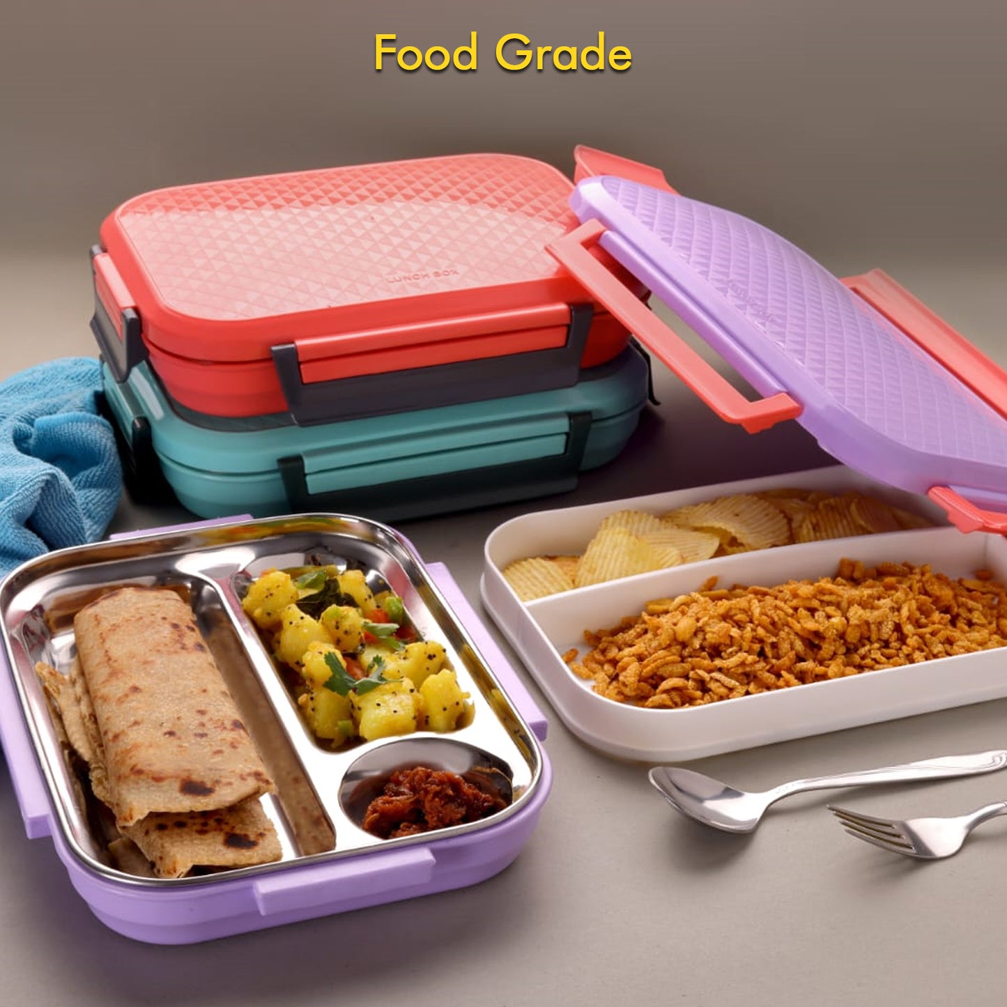 Lunch Box Plastic With Steel Plate Small Lunch Box High Quality Box For Kids School Customized Plastic Lunch Box For Girls Boy