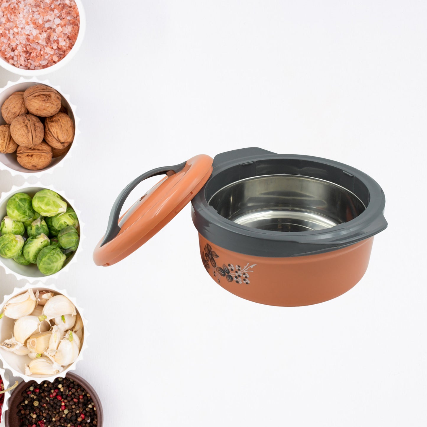 Casserole Box For Food Searving Inner Steel Insulated Casserole Hot Pot Flowers Printed Chapati Box For Roti Kitchen (Approx 2500 Ml)
