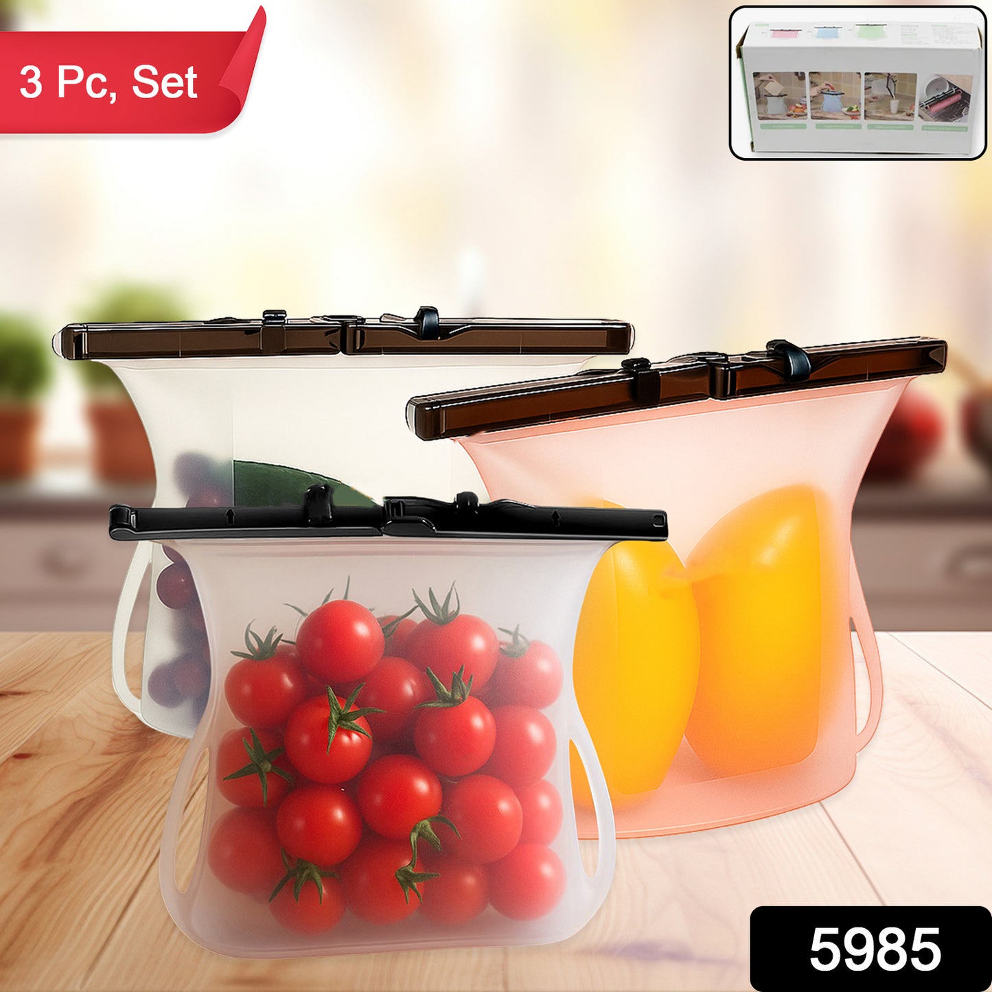 Reusable Silicone Food Storage Bag 3 Bag Set Leakproof Lock Reusable Flat Bottom Freezer Bags Sandwich Bags Silicone Food Grade Kids Snack Bags Bpa Free Microwave Dishwasher Safe